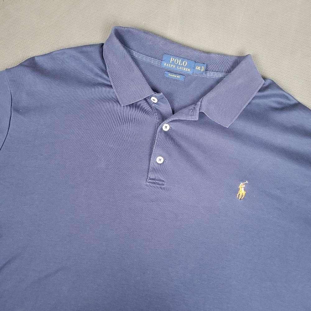 Ralph Lauren Polo Blue Short Sleeve Shirt Pony Logo Men's XXL Classic Fit
